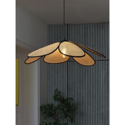 Osram - Pendel med kabel DECOR RATTAN 1xE27/15W/230V Ø 69 cm beige/sort