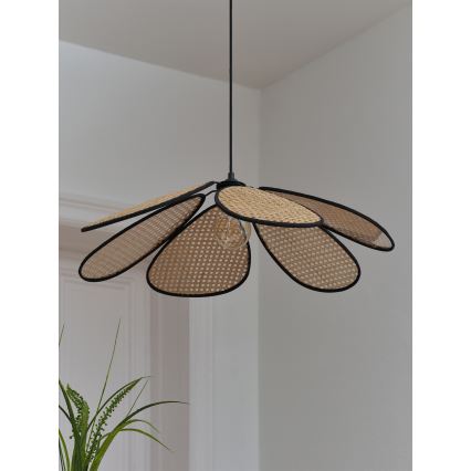 Osram - Pendel med kabel DECOR RATTAN 1xE27/15W/230V Ø 69 cm beige/sort