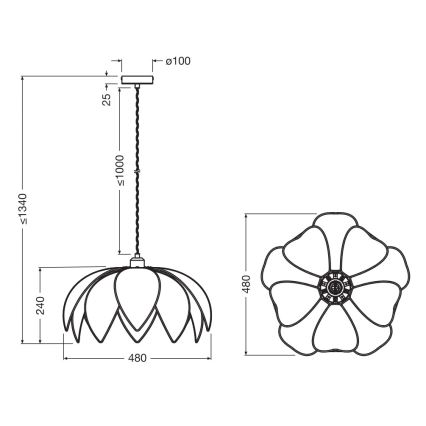 Osram - Pendel med ledning DECOR RATTAN 1xE27/15W/230V Ø 48 cm beige/sort