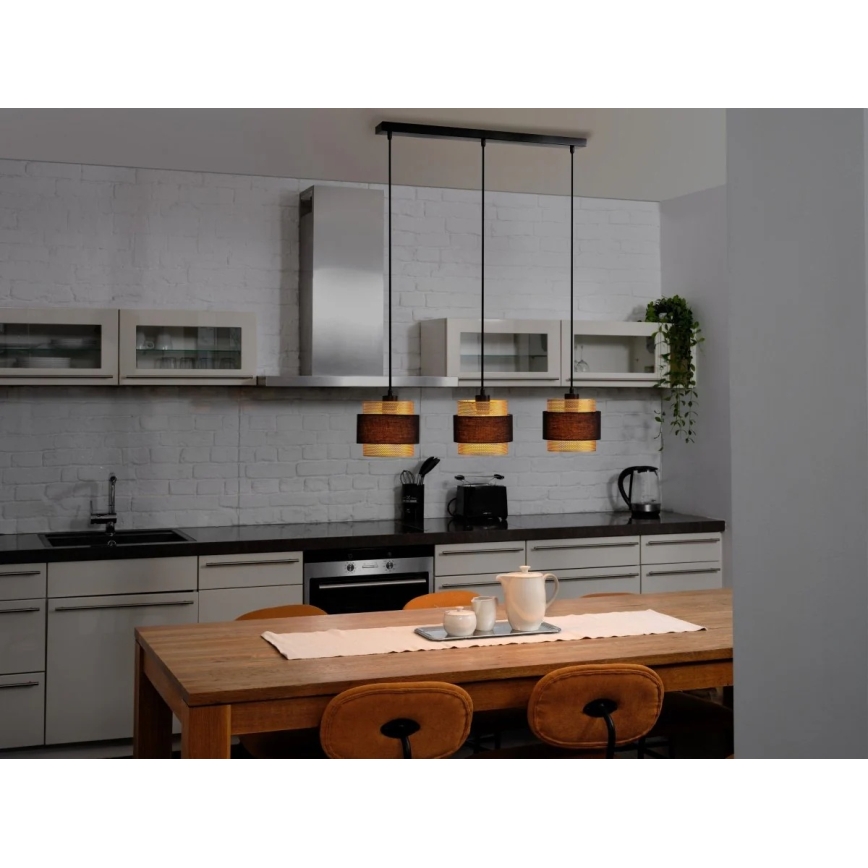 Osram - Pendel med wireophæng DECOR HORNET 3xE27/10W/230V sort/guld