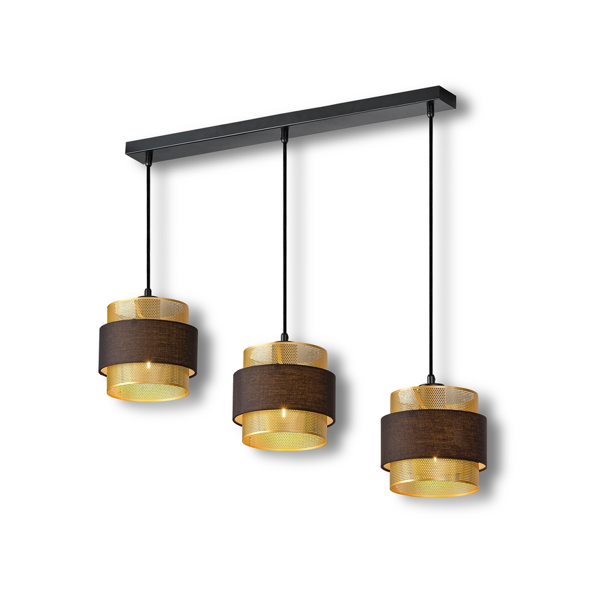 Osram - Pendel med wireophæng DECOR HORNET 3xE27/10W/230V sort/guld