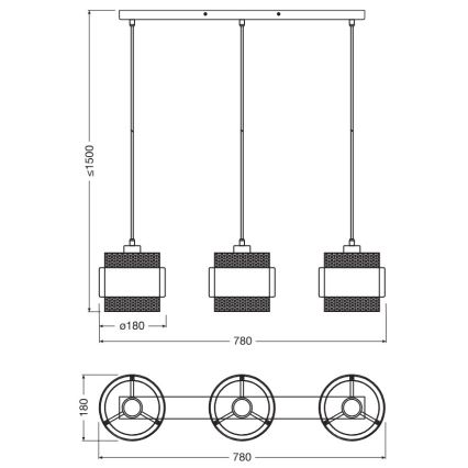 Osram - Pendel med wireophæng DECOR HORNET 3xE27/10W/230V sort/guld