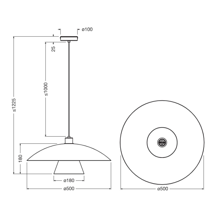 Osram - Pendel på kabel DECOR FLYING MUSHROOM 1xE27/25W/230V Ø 50 cm sort
