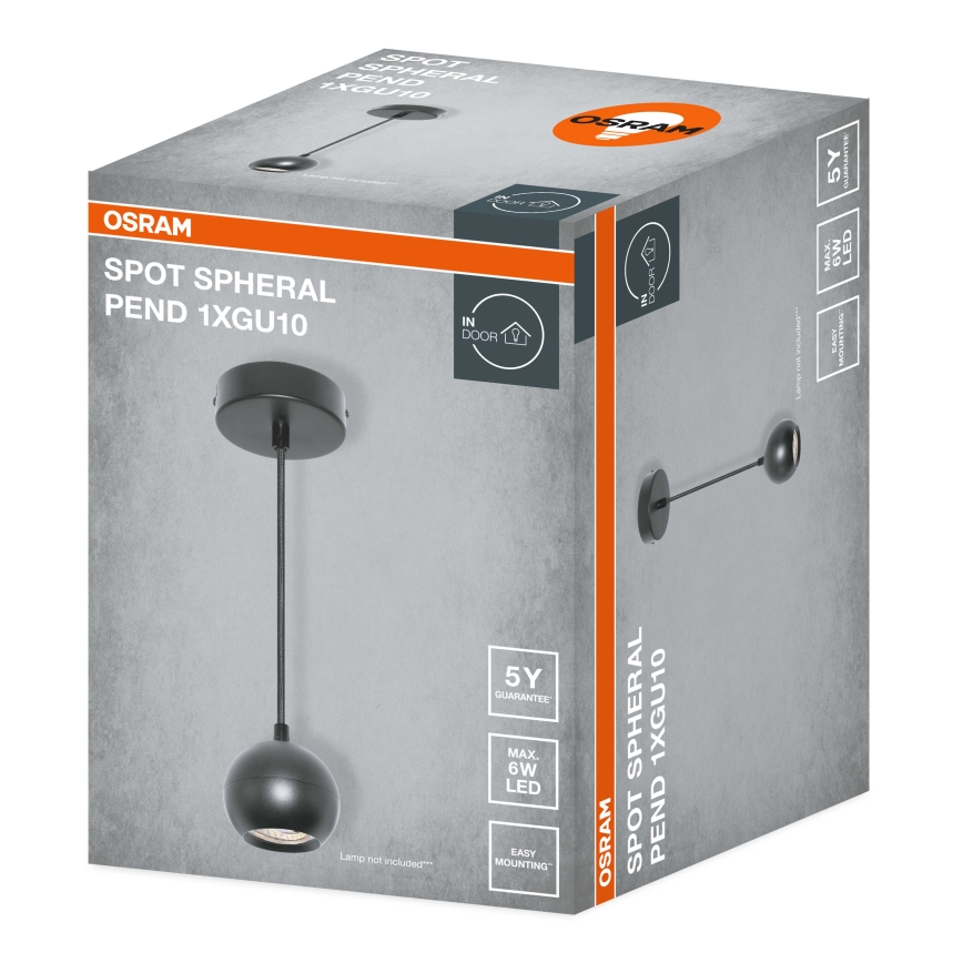 Osram - Pendel på kabel SPOT SPHERAL 1x GU10/6W/230V, sort