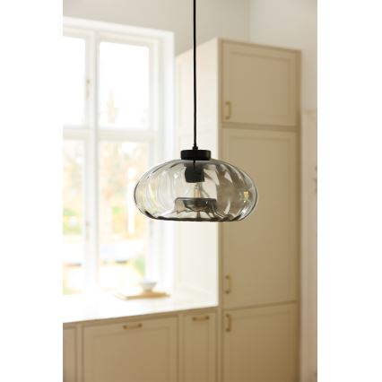 Osram - Pendel på ledning DECOR SMOKE 1xE27/12W/230V Ø 28 cm sort/røggrå