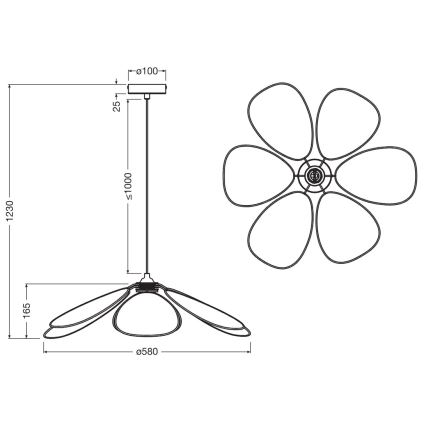 Osram - Rattanpendel på ledning DECOR RATTAN 1xE27/15W/230V Ø 58 cm beige/sort
