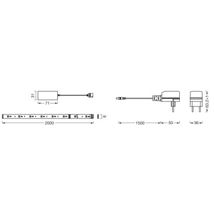 Osram - SMART+ FLEX RGB+TW, dæmpbart LED-bånd 2 m, 8,5 W, 230 V, 2700-6500 K, Wi-Fi