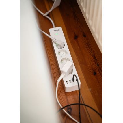 Osram - SMART+ forlængerledning med 4 stikkontakter (type F) + 2x USB-A + 2x USB-C, Wi-Fi