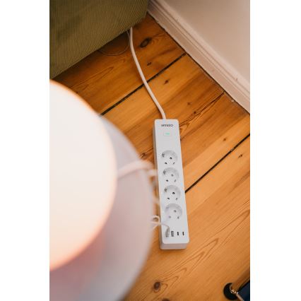 Osram - SMART+ forlængerledning med 4 stikkontakter (type F) + 2x USB-A + 2x USB-C, Wi-Fi