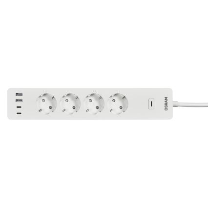 Osram - SMART+ forlængerledning med 4 stikkontakter (type F) + 2x USB-A + 2x USB-C, Wi-Fi