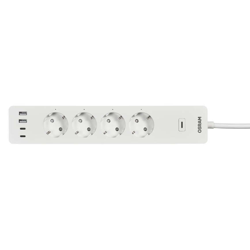 Osram - SMART+ forlængerledning med 4 stikkontakter (type F) + 2x USB-A + 2x USB-C, Wi-Fi