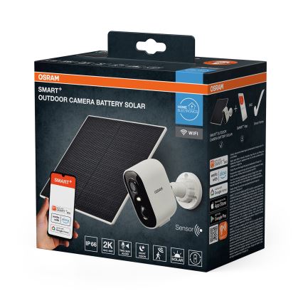 Osram - Smart solcellekamera med sensor 2K SMART+ 5V 5200 mAh IP66 Wi-Fi