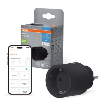 Osram - Smart stikdåse SMART+ MATTER SCHUKO 2300W/230V/10A Wi-Fi sort