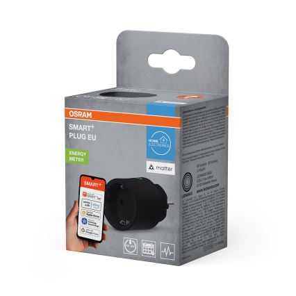 Osram - Smart stikdåse SMART+ MATTER SCHUKO 2300W/230V/10A Wi-Fi sort