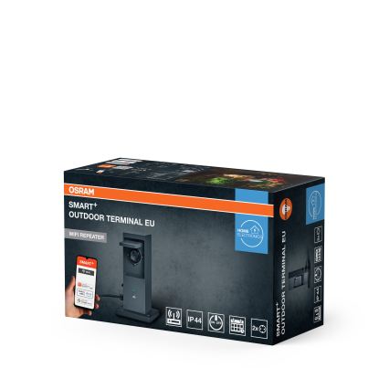 Osram - Smart udendørs strømstolpe med 2 x SCHUKO-stik og indbygget Wi-Fi-repeater, IP44