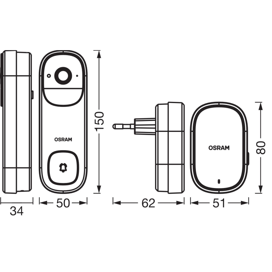Osram - Smart videodørklokke med 2K-sensor SMART+ 230V IP66 Wi-Fi