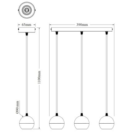 Osram - SPOT SPHERAL pendel på kabel 3xGU10/6W/230V hvid