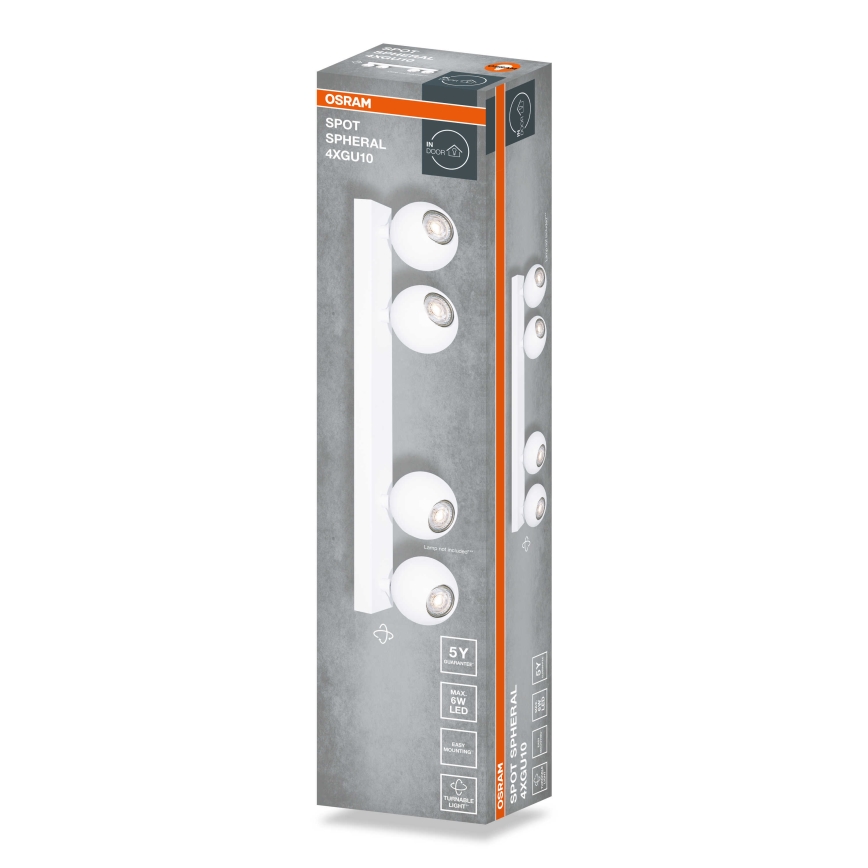 Osram - SPOT SPHERAL spotarmatur 4xGU10/6W/230V hvid