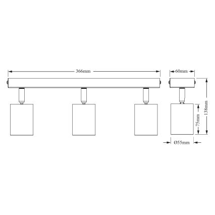 Osram - Spotarmatur ELEMENTAL 3xGU10/6W/230V