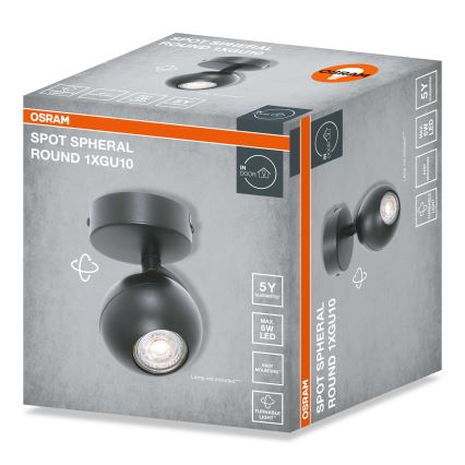 Osram - Spotarmatur SPOT SPHERAL 1xGU10/6W/230V, sort