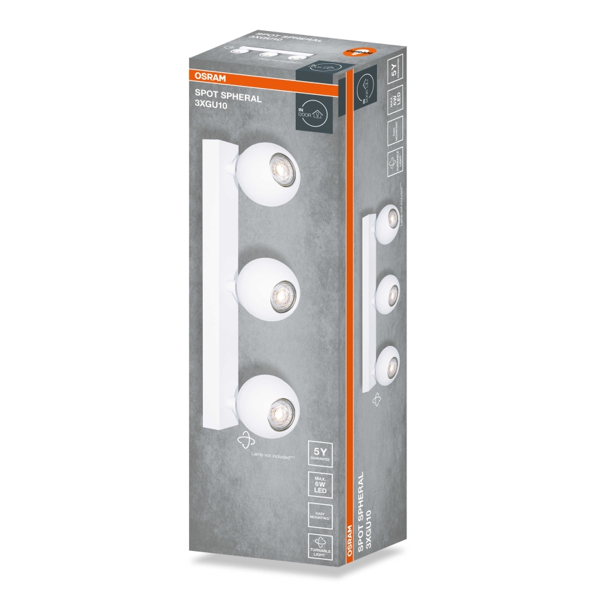 Osram - Spotarmatur SPOT SPHERAL 3xGU10/6W/230V hvid
