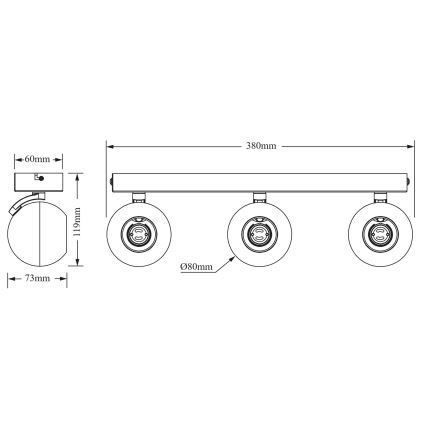 Osram - Spotarmatur SPOT SPHERAL 3xGU10/6W/230V hvid