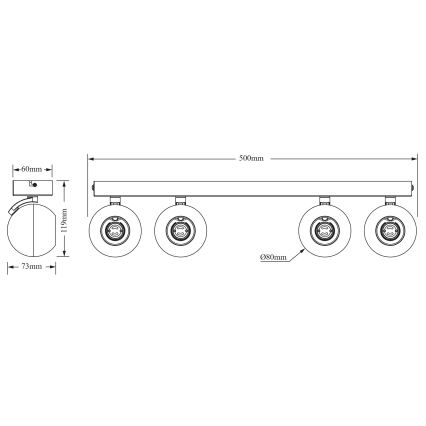 Osram - Spotarmatur SPOT SPHERAL 4xGU10/6W/230V sort