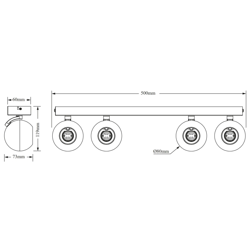 Osram - Spotarmatur SPOT SPHERAL 4xGU10/6W/230V sort
