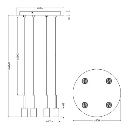 Osram - Strømkabel NEEDLE PENDANT 4xE27/25W/230V beige