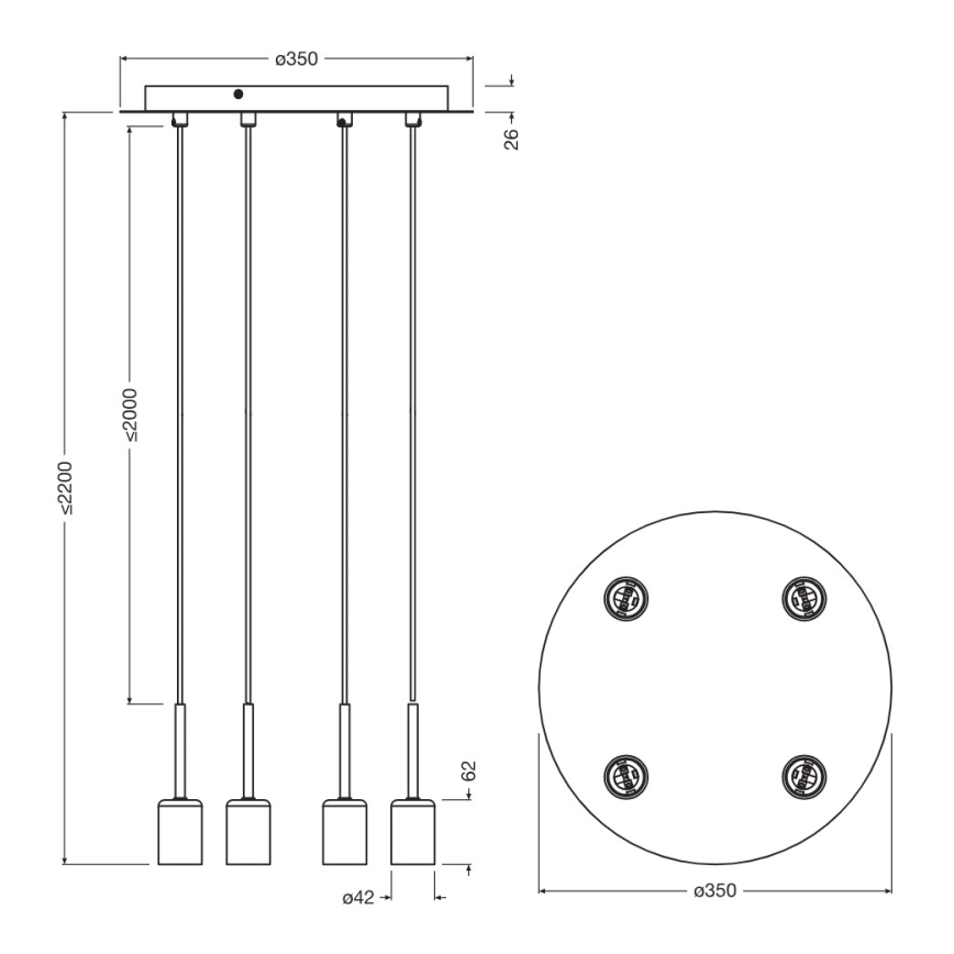 Osram - Strømkabel NEEDLE PENDANT 4xE27/25W/230V beige