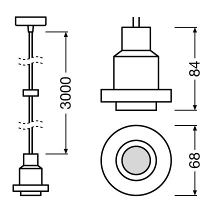 Osram - Strømkabel PENDULUM 1xE27/40W/230V sort