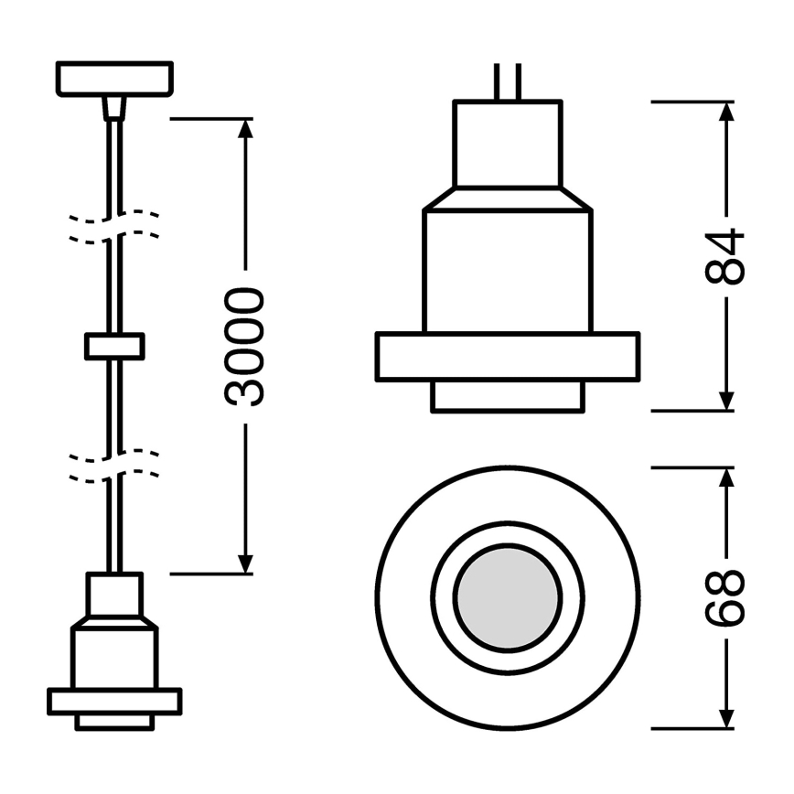 Osram - Strømkabel PENDULUM 1xE27/40W/230V sort
