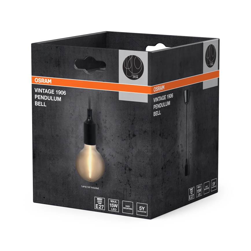 Osram - Strømkabel PENDULUM BELL 1xE27/15W/230V sort