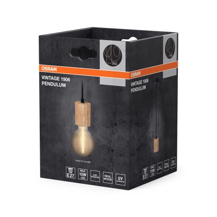 Osram - Strømkabel PENDULUM CYLINDER 1xE27/15W/230V træ