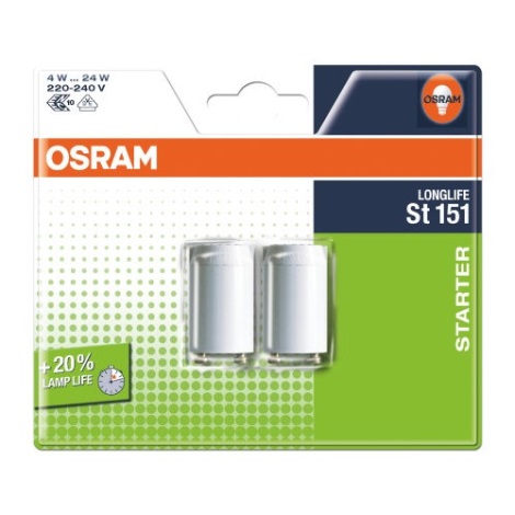 Osram - SÆT 2x starter til fluorescerende lampe ST151 4-22W/230V