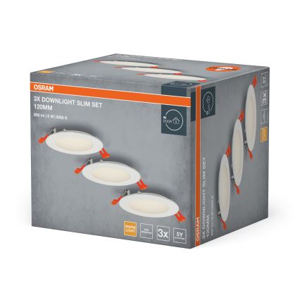 Osram - Sæt med 3 LED-indbygningsspots SPOT LED/8W/230V 3000K Ø 12 cm hvid