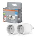 Osram - Sæt med 2 Smart stikkontakter SMART+ MATTER SCHUKO 2300W/230V/10A Wi-Fi hvid