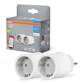 Osram - Sæt med 2 Smart stikkontakter SMART+ MATTER SCHUKO 2300W/230V/10A Wi-Fi hvid