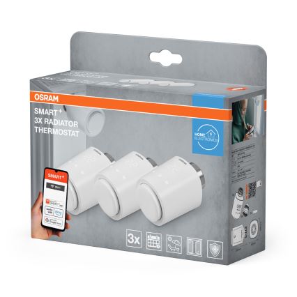 Osram - Sæt med 3 SMART+ termostathoveder, 3xAA, Wi-Fi
