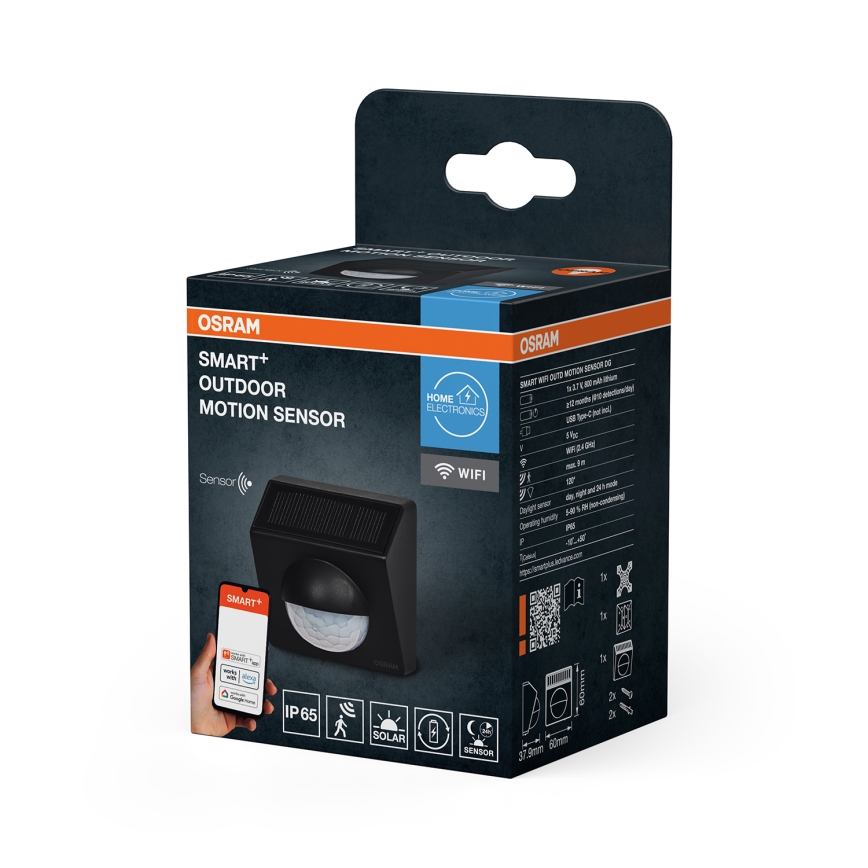 Osram - Udendørs solcelledrevet bevægelsessensor SMART+ 3,7 V antracit IP65 Wi-Fi 800 mAh