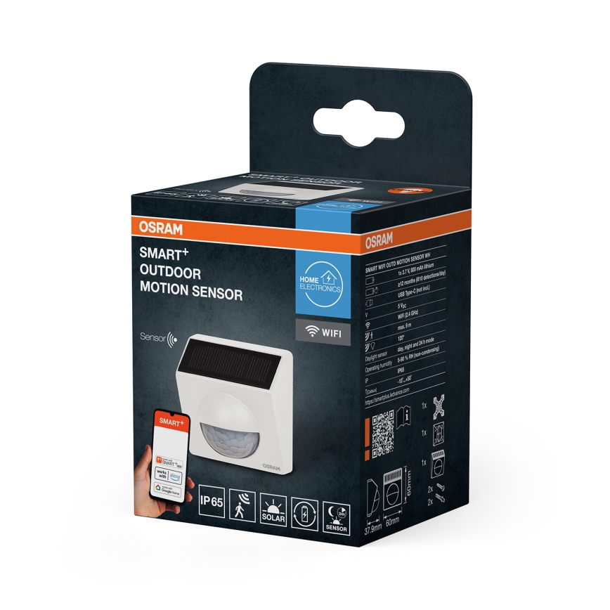 Osram - Udendørs solcelledrevet bevægelsessensor SMART+ 3,7 V hvid IP65 Wi-Fi 800 mAh