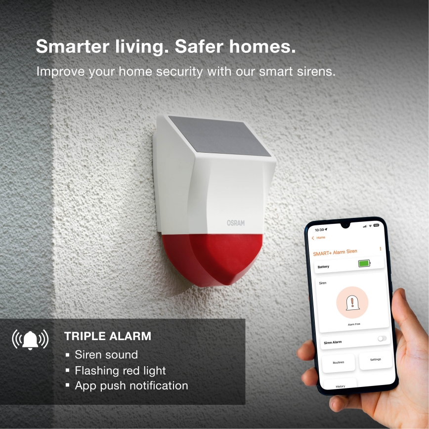 Osram - Udendørs soldrevet alarm SMART+ 5V IP65 Wi-Fi