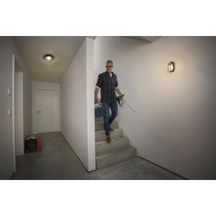 Osram - Udendørs vægarmatur BULKHEAD 1xE27/10W/230V IP54 sort