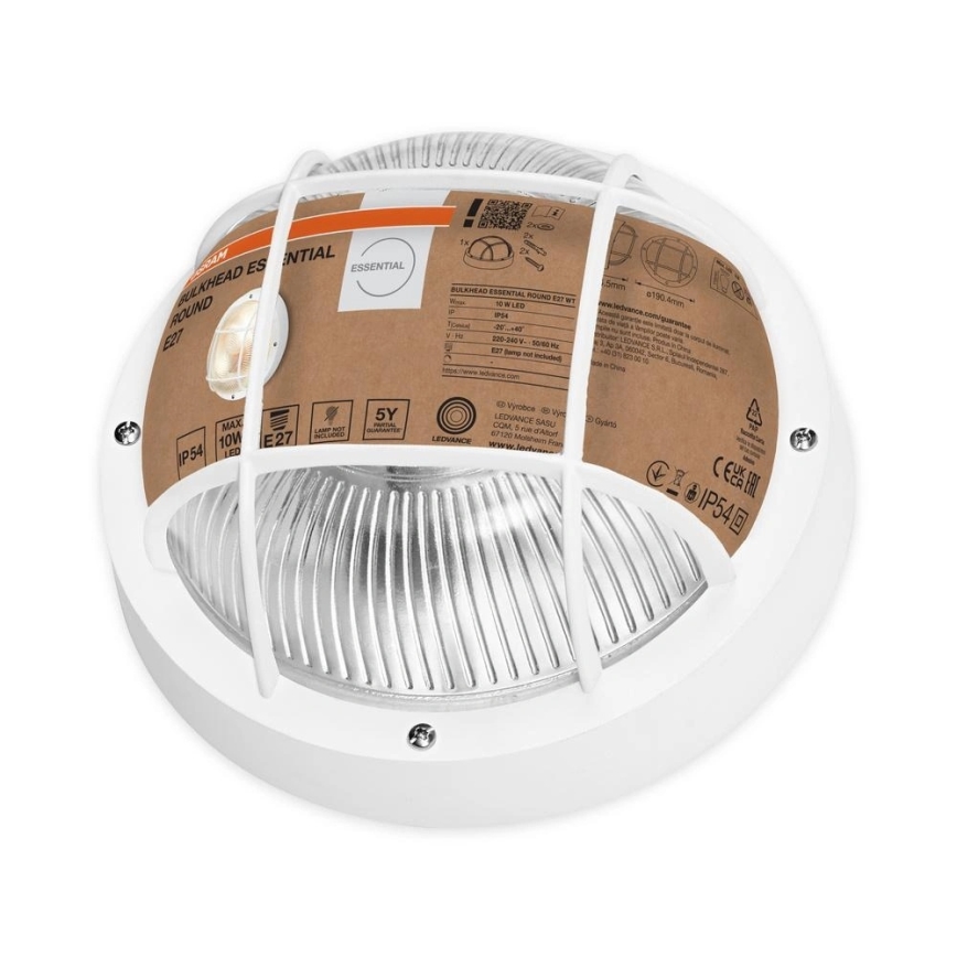 Osram - Udendørs vægarmatur BULKHEAD 1xE27/10W/230V Ø 19 cm IP54 hvid