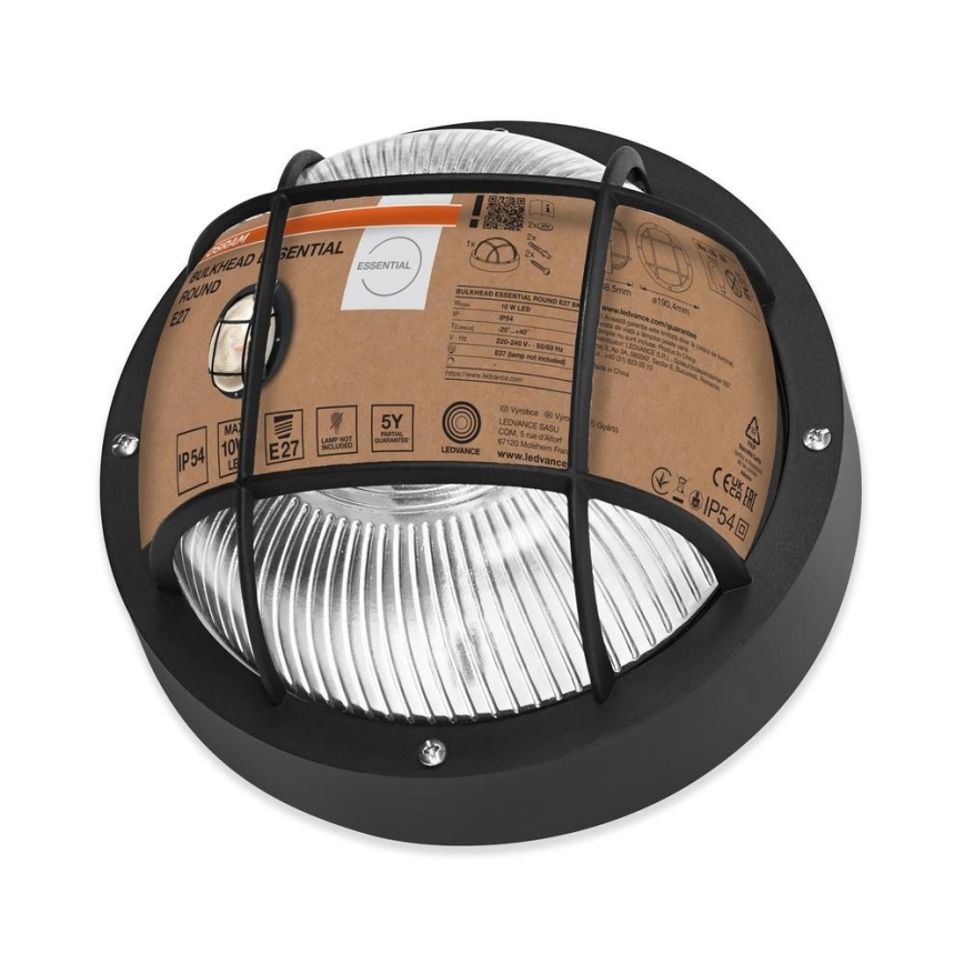 Osram - Udendørs væglampe BULKHEAD 1xE27/10W/230V Ø 19 cm IP54 sort