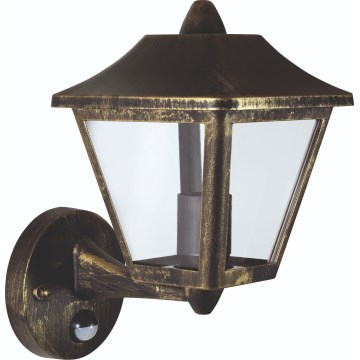 Osram - Udendørs væglampe med sensor TRADITION UP 1xE27/60W/230V IP44 patina/guld