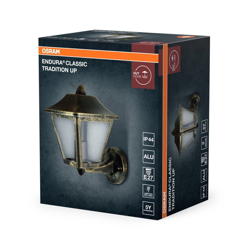 Osram - Udendørs væglampe TRADITION UP 1xE27/60W/230V IP44 patina/guld