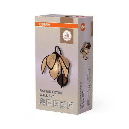 Osram - Væglampe DECOR RATTAN 1xE27/15W/230V beige/sort