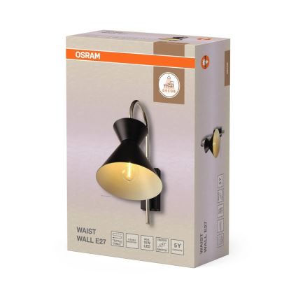 Osram - Væglampe DECOR WAIST 1xE27/40W/230V sort