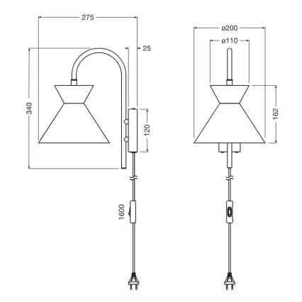 Osram - Væglampe DECOR WAIST 1xE27/40W/230V sort